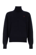 AMI Paris Merino Wool Turtleneck Sweater — Navy