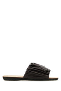 Jil Sander Leather Ruched Slipper — Brown