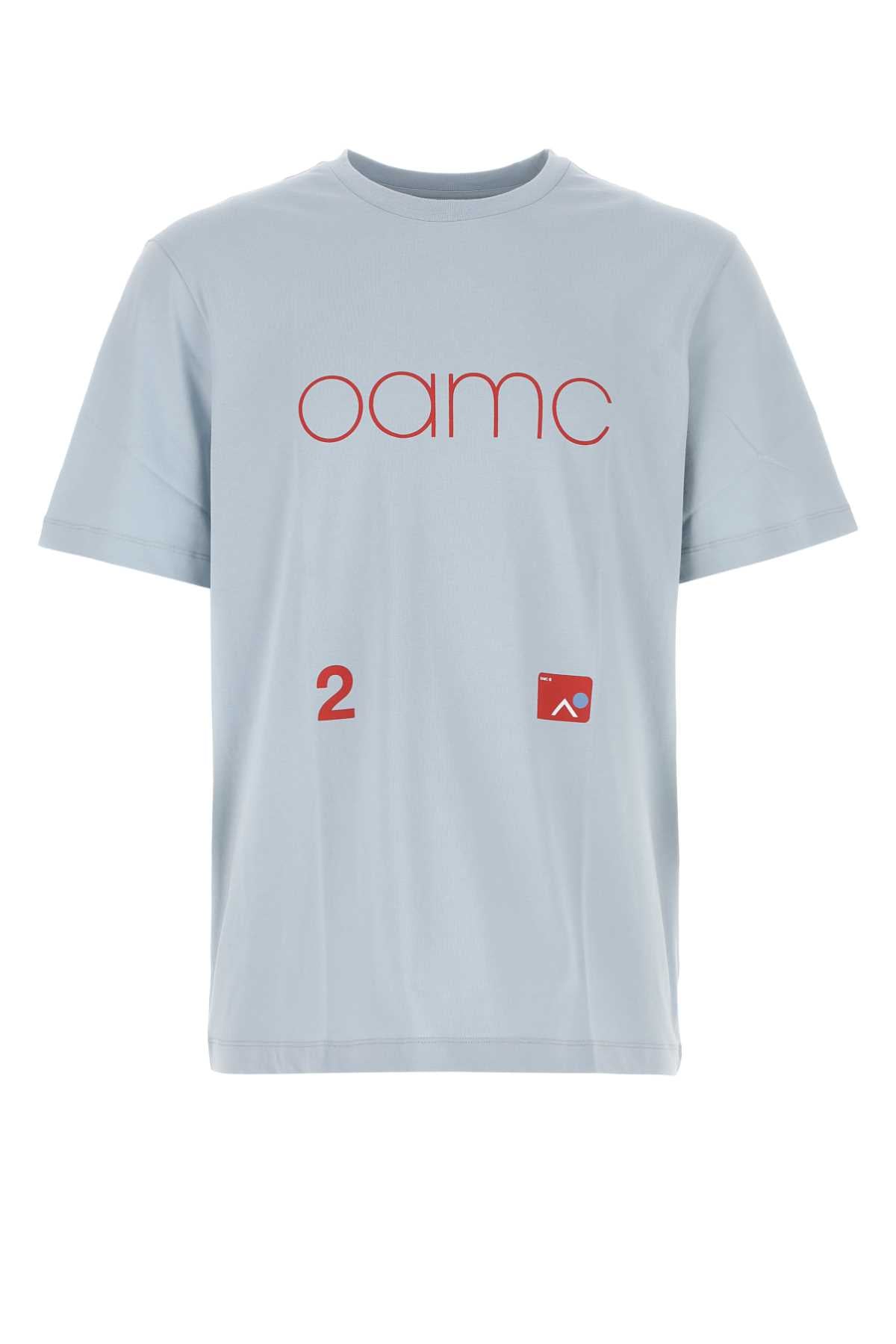 Oamc Logo-Printed Cotton T-Shirt — Blue