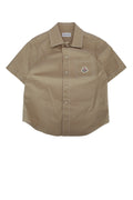 Moncler Jr Collared Cotton-Blend Shirt — Beige