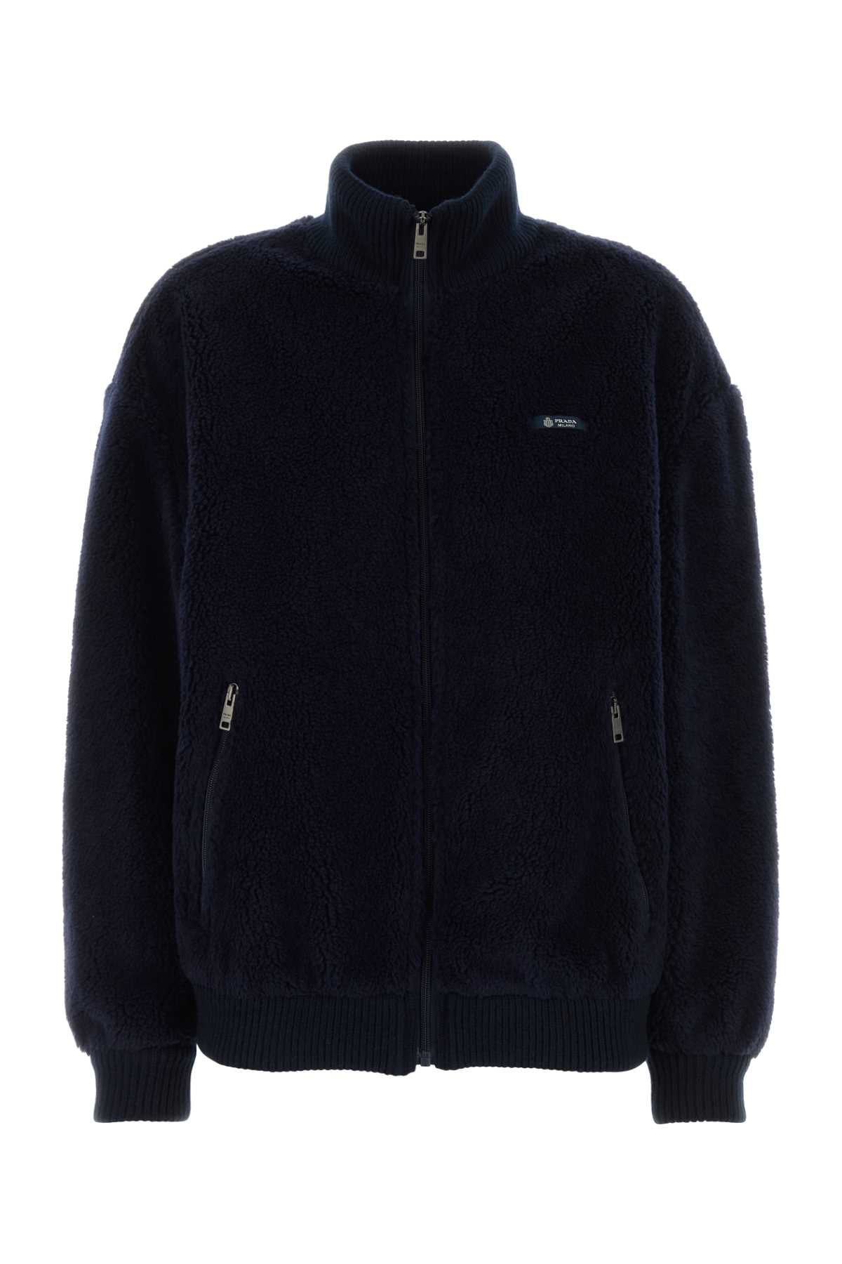 Prada Pile Bomber Jacket — Navy
