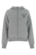 Prada Cashmere Blend Logo Hoodie — Gray