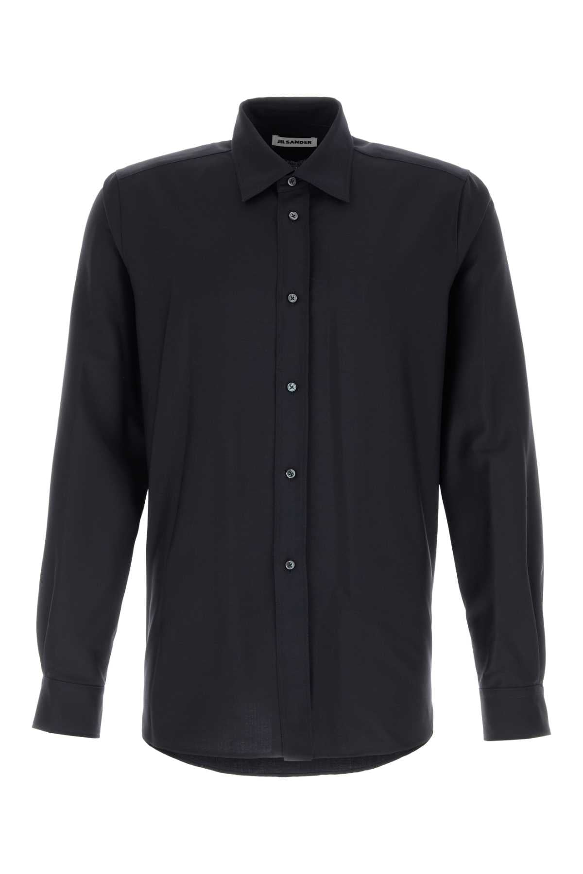 Jil Sander Virgin Wool & Mohair Blend Shirt — Navy