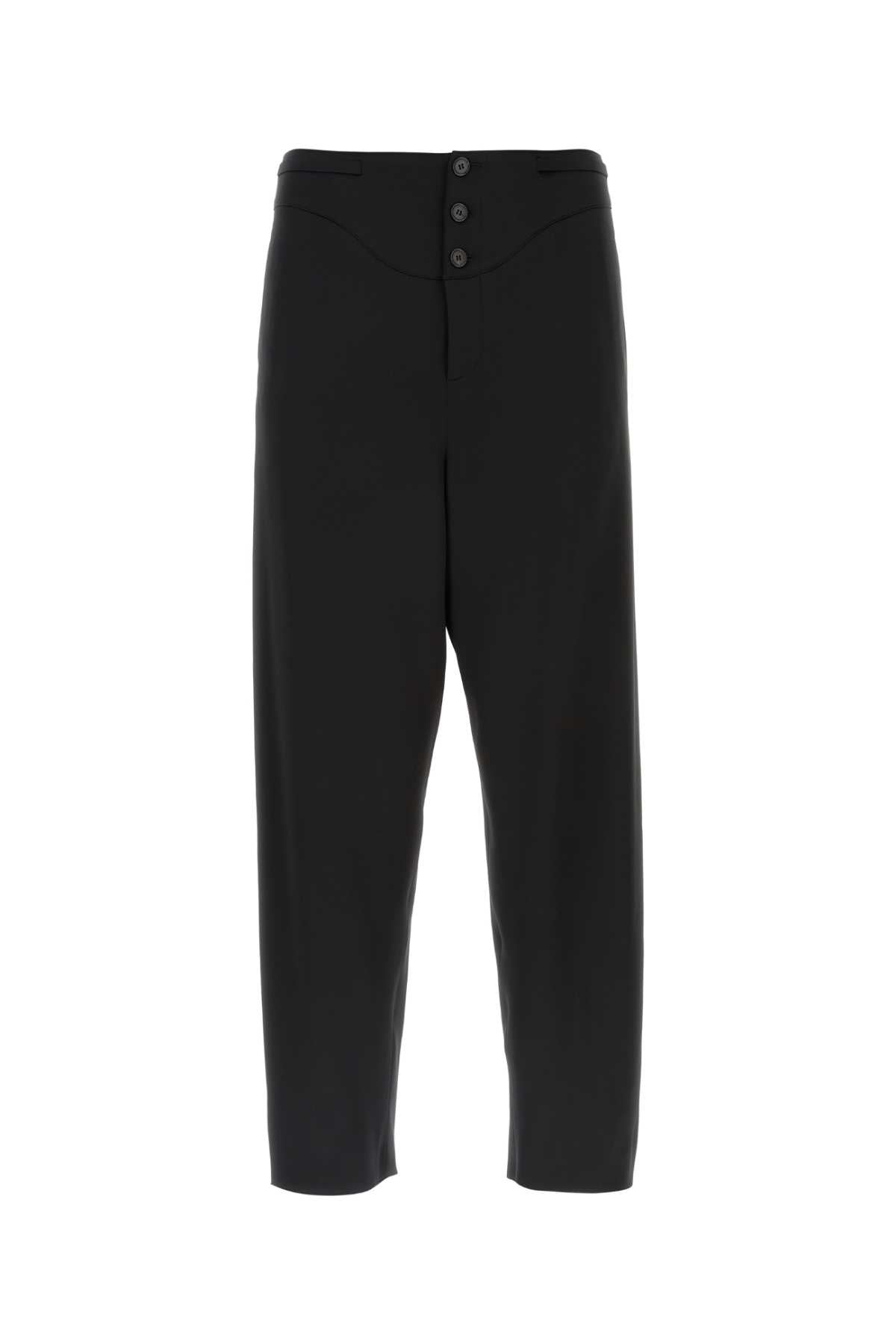 Saint Laurent Silk Satin Trousers — Black