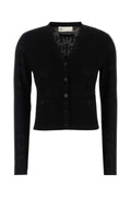 Tory Burch Viscose-Blend Pointelle Knit Cardigan — Black