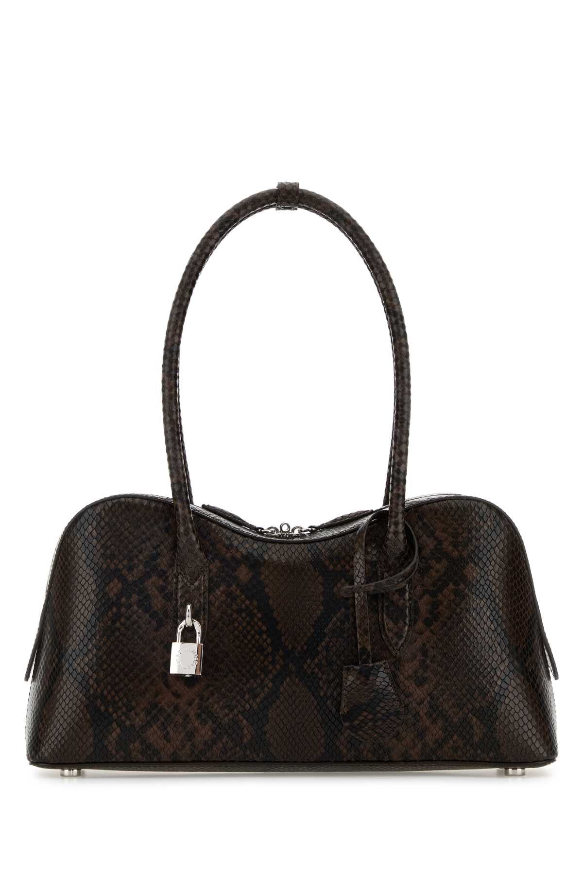 Stella McCartney Python-Embossed Fabric Shoulder Bag — Brown