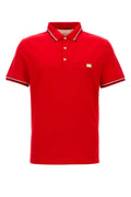 Valentino Garavani Striped Collar Polo Shirt — Red