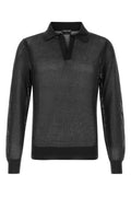 Tom Ford Cotton-Silk Mesh Polo — Black
