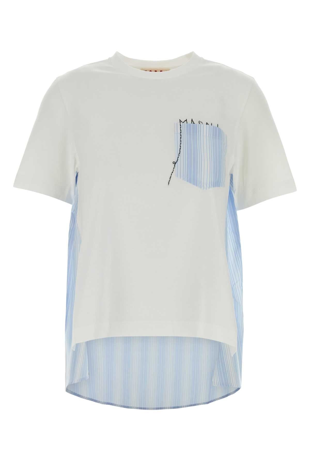Marni Mixed-Fabric T-Shirt — White