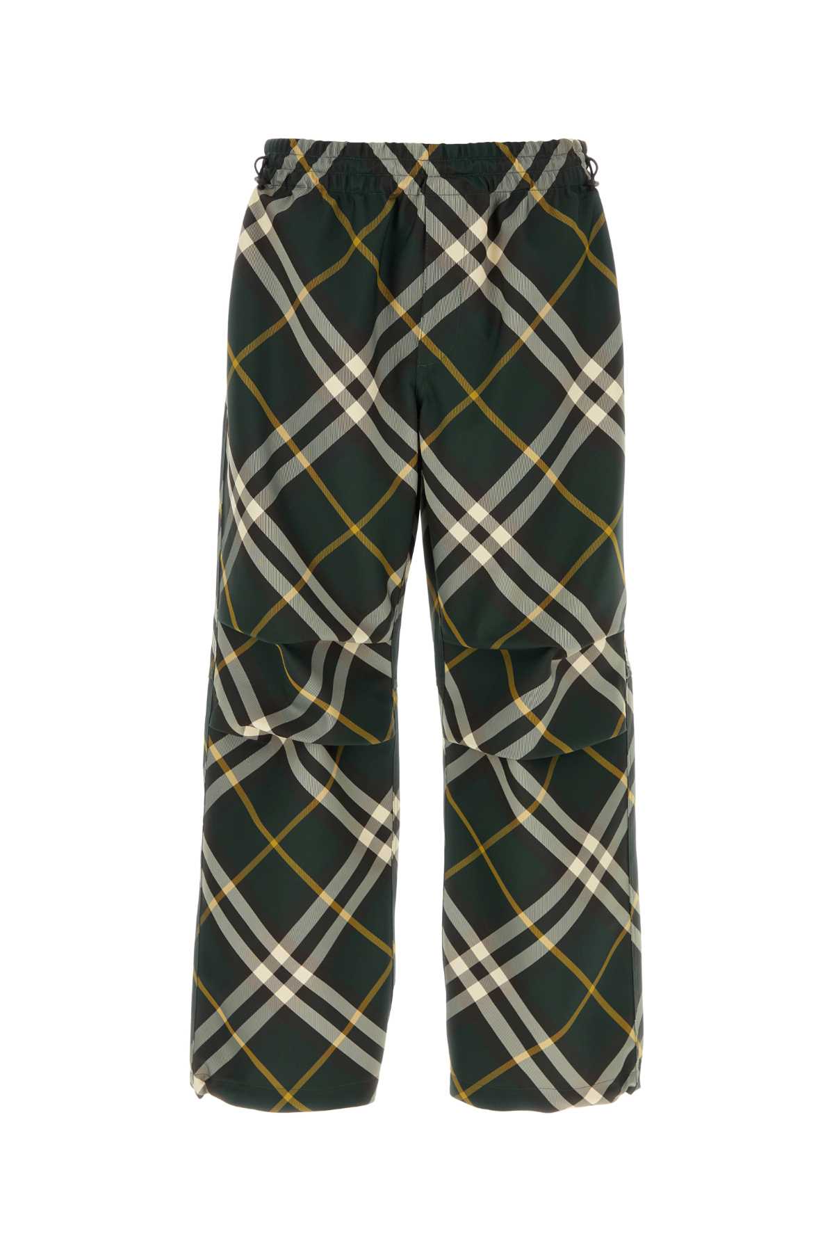 Burberry Plaid Polyester Trousers — Green