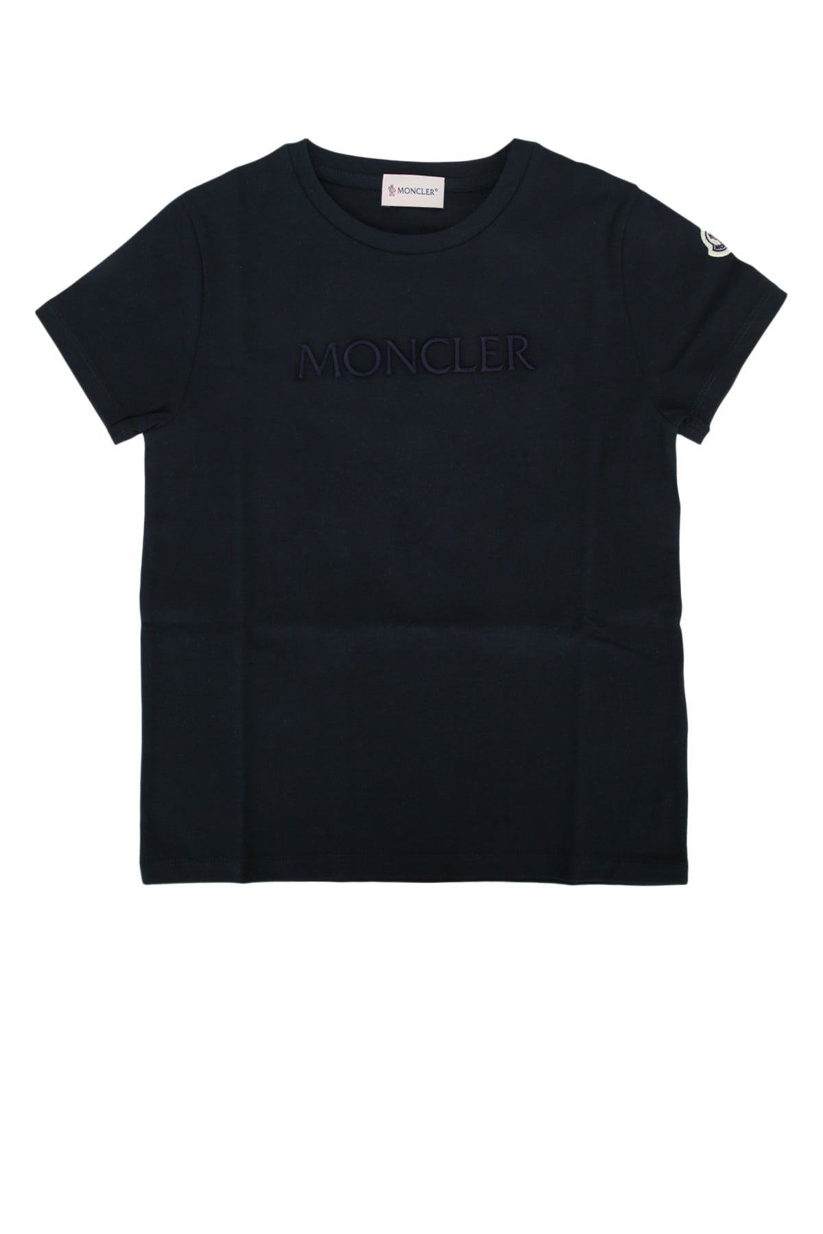 Moncler Jr Logo-Embroidered Cotton T-Shirt — Navy