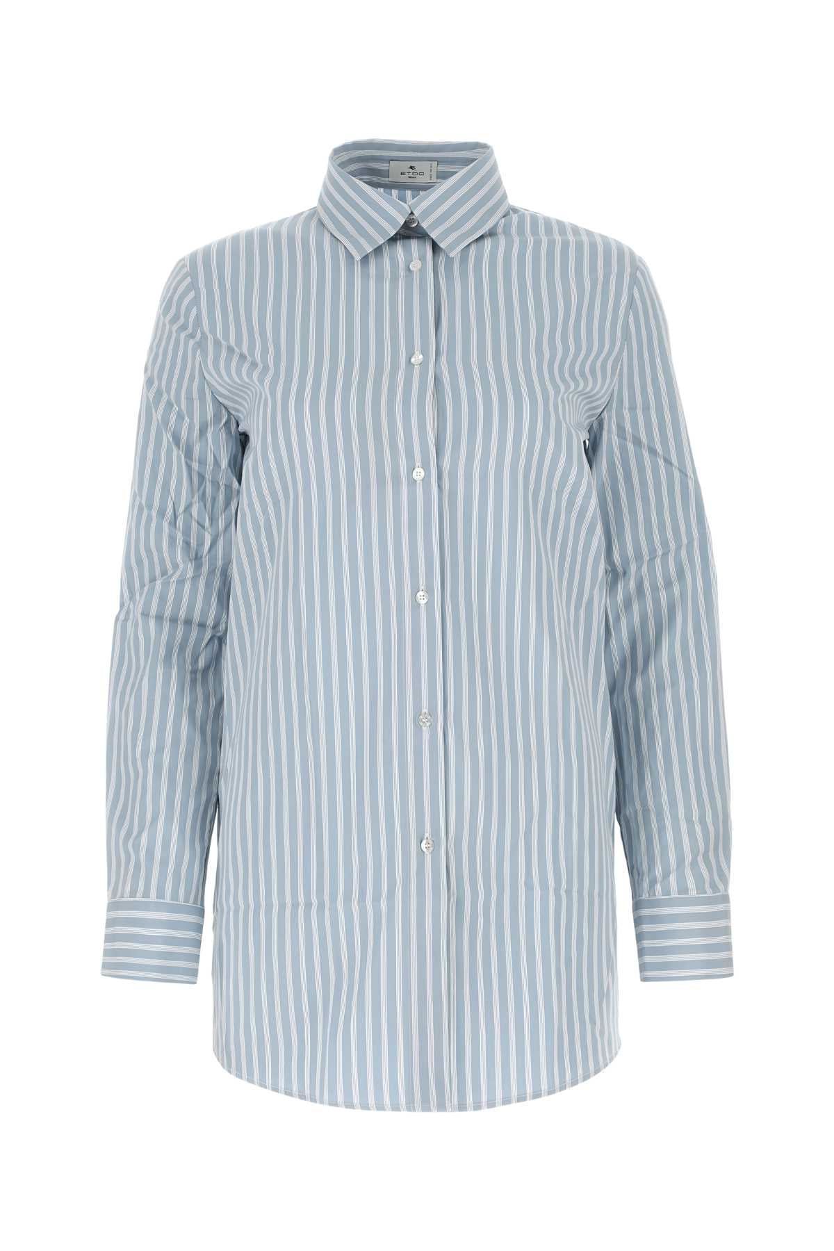 Etro Embroidered Poplin Shirt — Blue