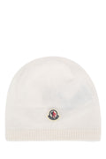 Moncler Jr HAT Ribbed-Knit Beanie — White