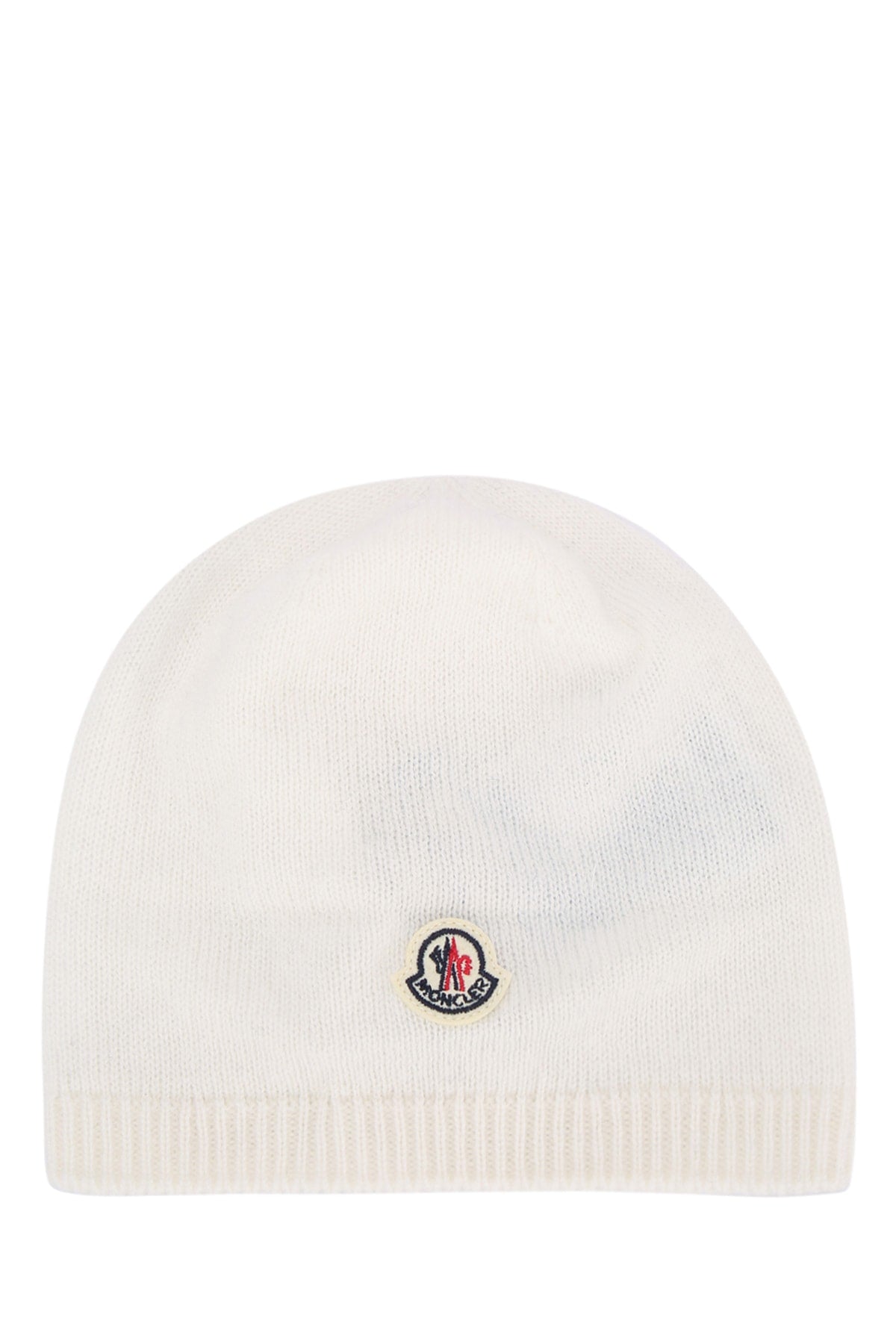 Moncler Jr HAT Ribbed-Knit Beanie — White