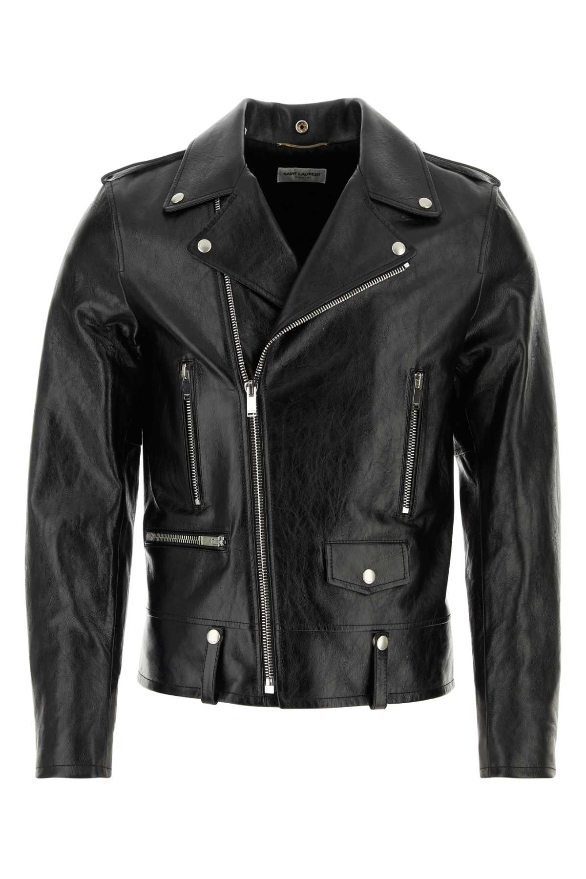 Saint Laurent Leather Biker Jacket — Black