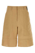 Fendi Paper Cotton Blend Bermuda Shorts — Beige