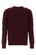 Alexander McQueen Cable-Knit Wool Blend Sweater — Burgundy