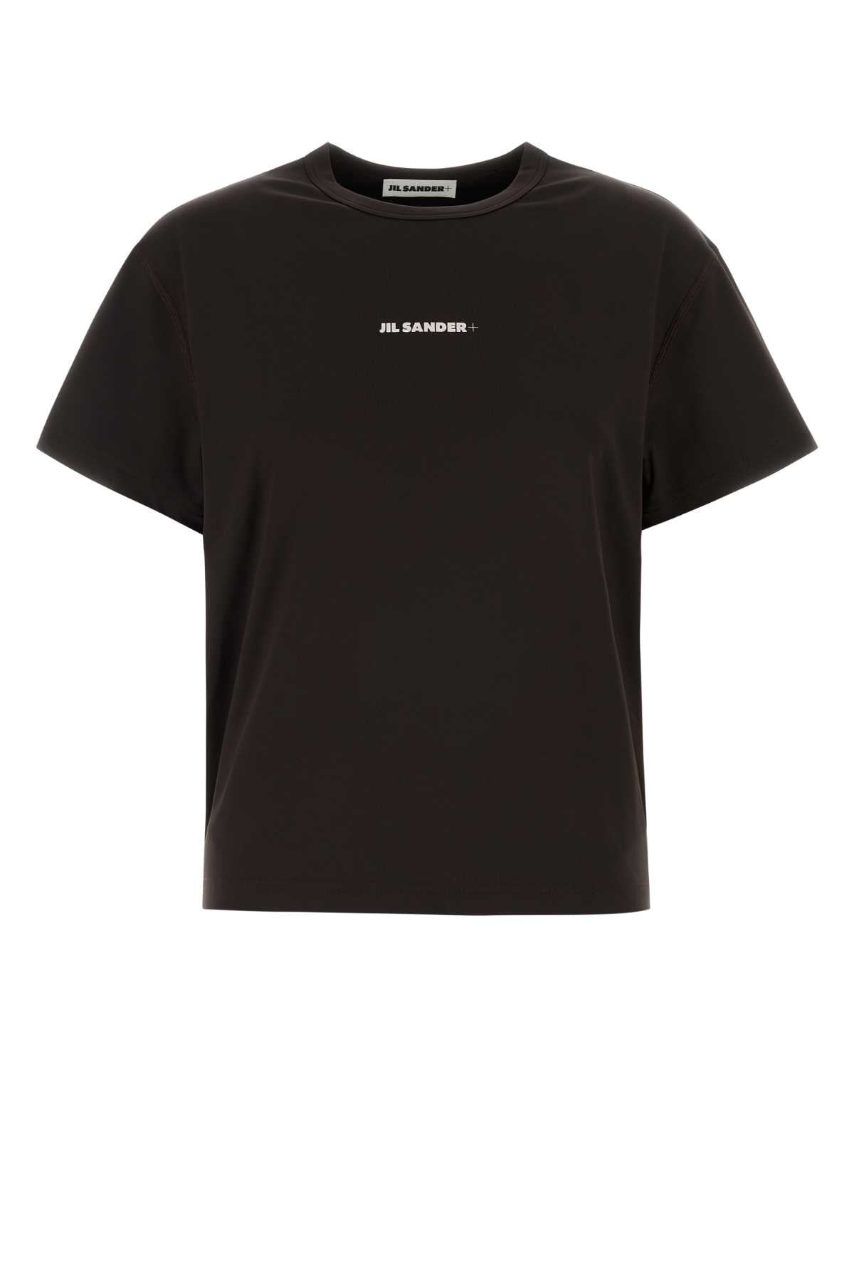Jil Sander Logo-Embroidered Stretch Polyester T-Shirt — Brown