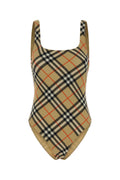 Burberry Checked Nylon Swimsuit — Beige
