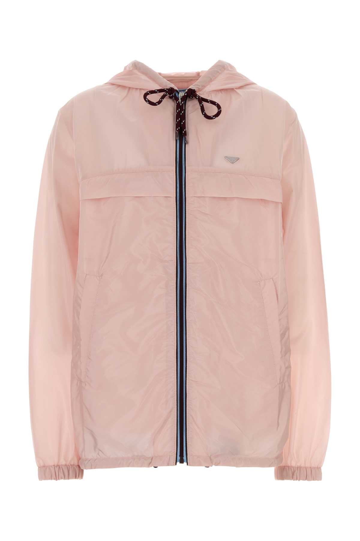 Prada Re-Nylon Lightweight Hooded Jacket — Pink
