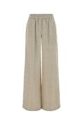 Brunello Cucinelli Linen Blend Wide-Leg Trousers — Beige