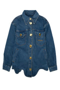 Moschino Kids Gold-Button Denim Jacket — Blue