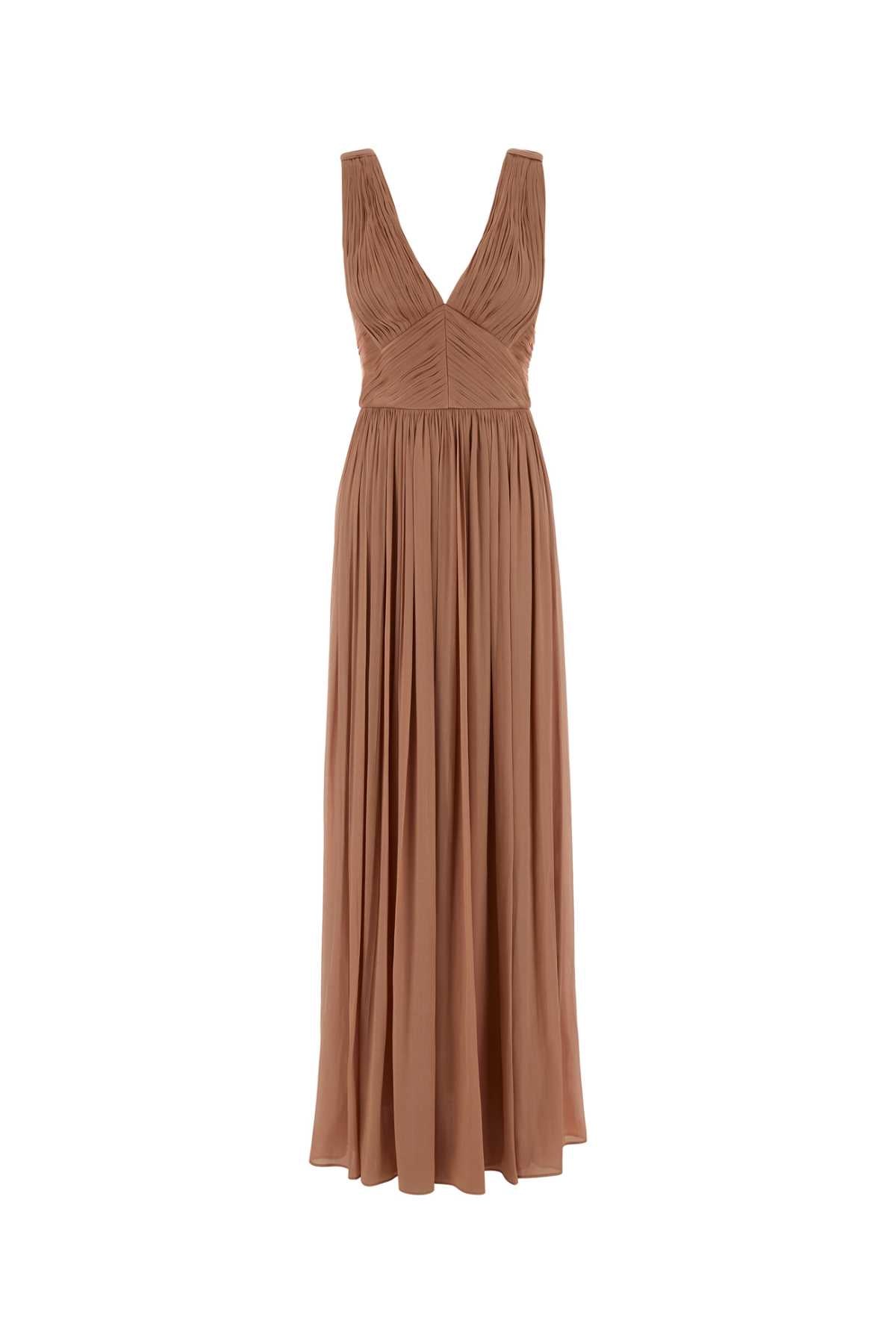 Costarellos Pleated Georgette Dress — Pink