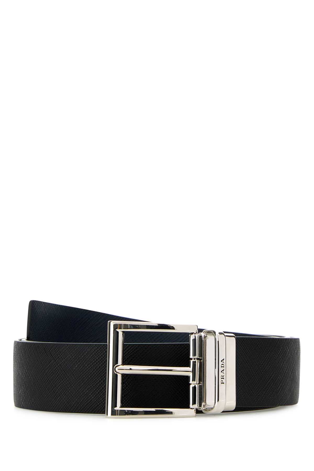 Prada Leather Reversible Belt — Black