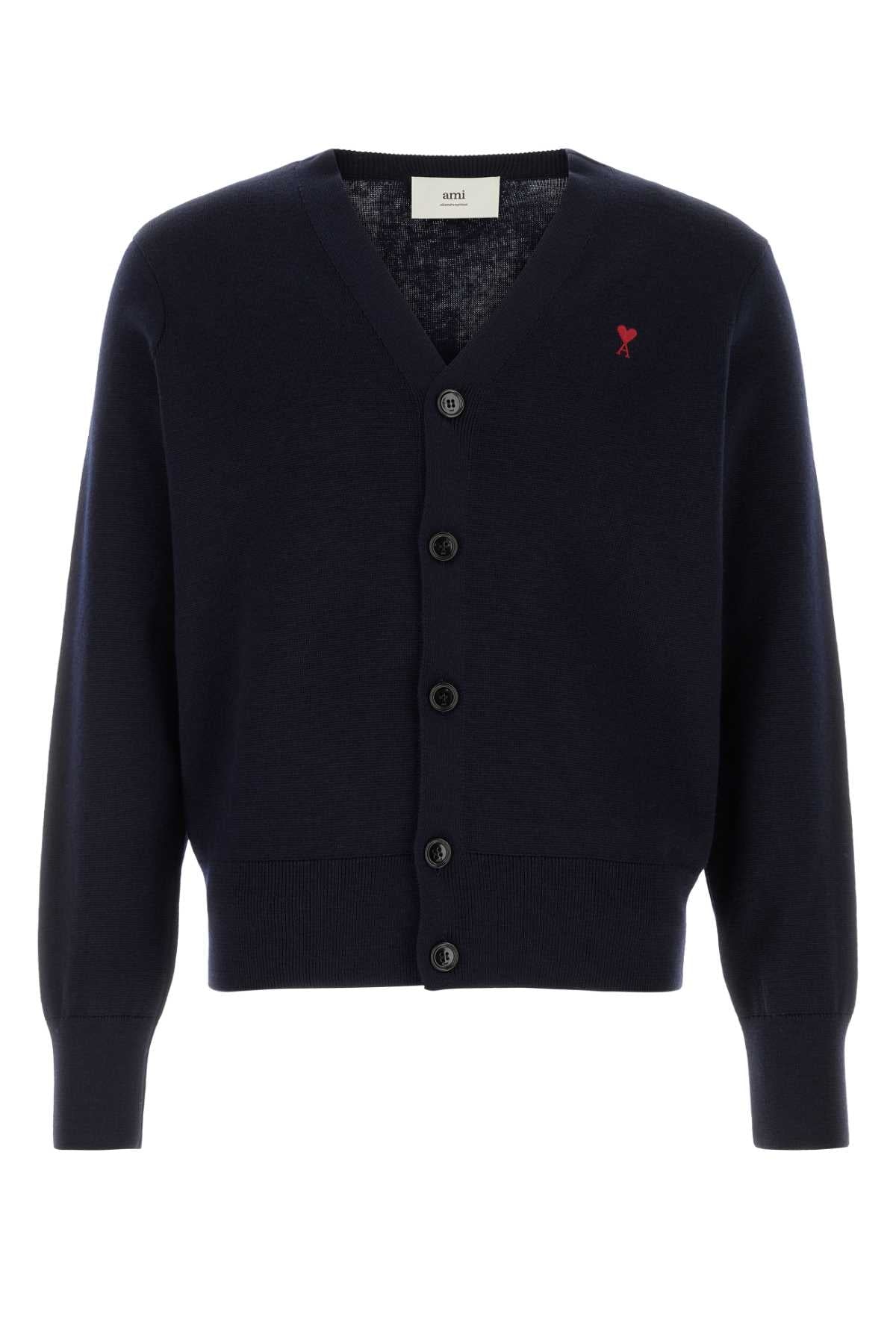 AMI Paris Merinos Cardigan — Navy