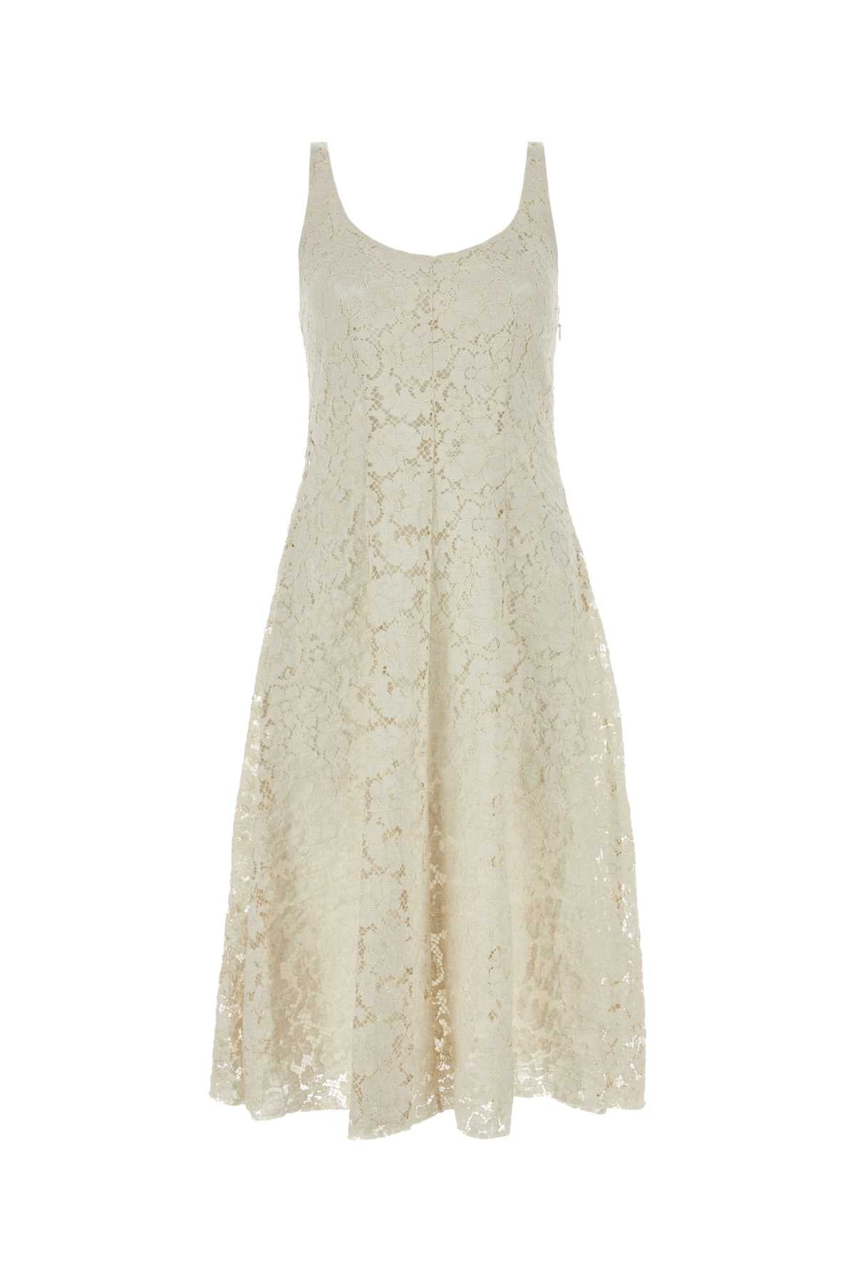 Prada Floral Lace Dress — Beige