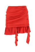 Andrea Adamo Ruffled Viscose Mini Skirt — Red