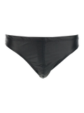 Brief Faux Leather Black With Laminated Jersey Detail For Men Polyester Elastane Beachwear