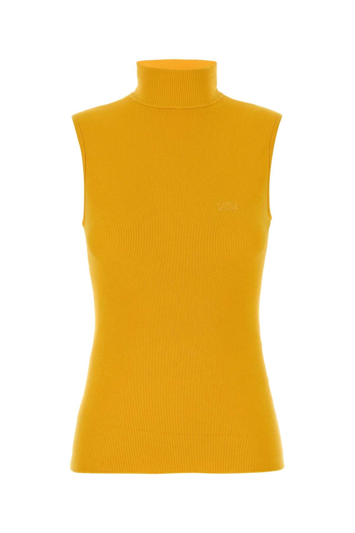 Loewe Ribbed Viscose Tank Top — Yellow