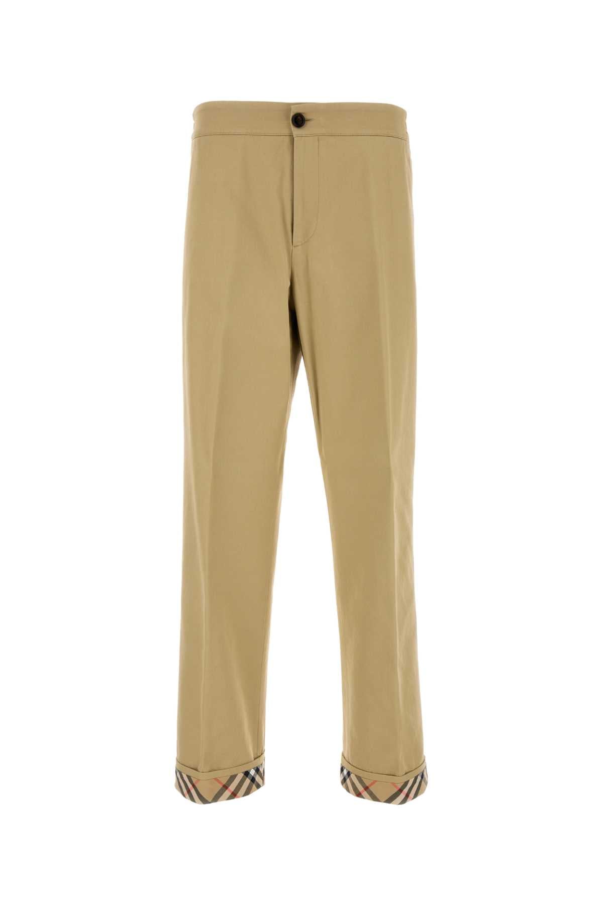 Burberry Cotton Twill Trousers — Beige