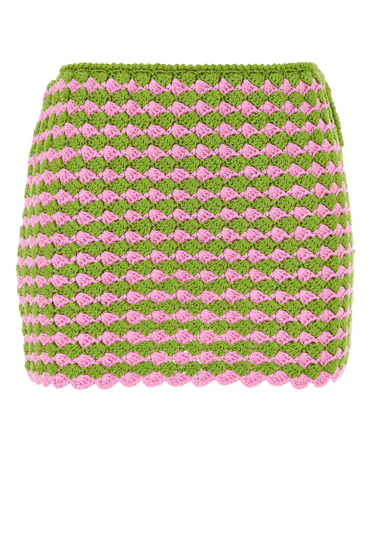 Prada Two-Tone Crochet Mini Skirt — Green