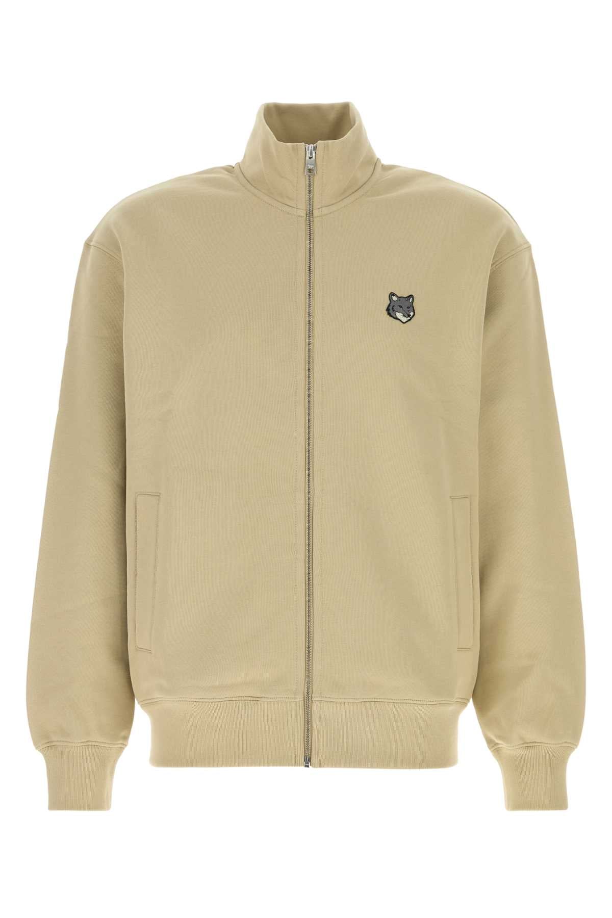 Maison Kitsune Embroidered Logo Organic Cotton Sweatshirt — Beige