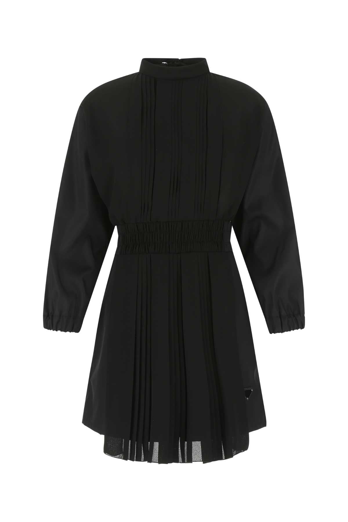 Prada Pleated Re-Nylon and Crepe Dress — Black