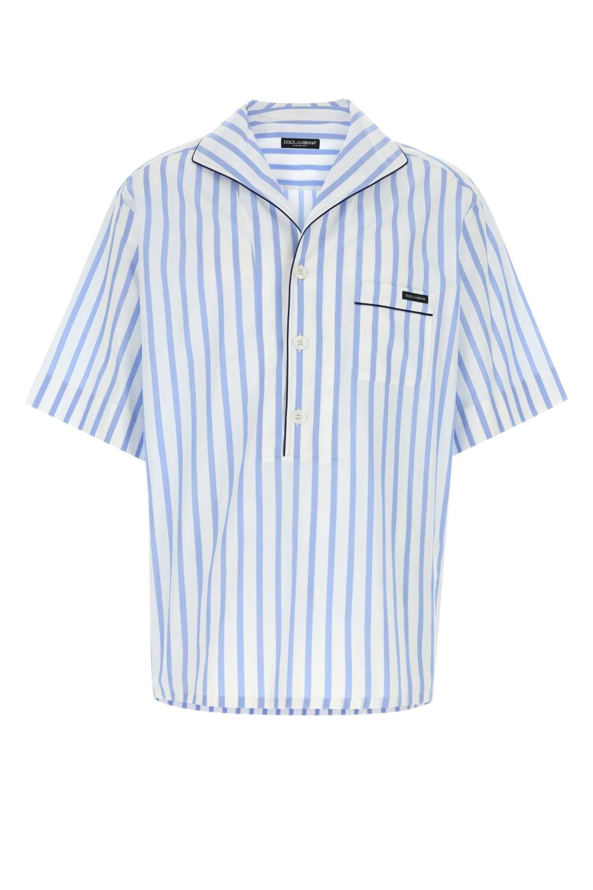 Dolce & Gabbana Striped Poplin Shirt — Blue