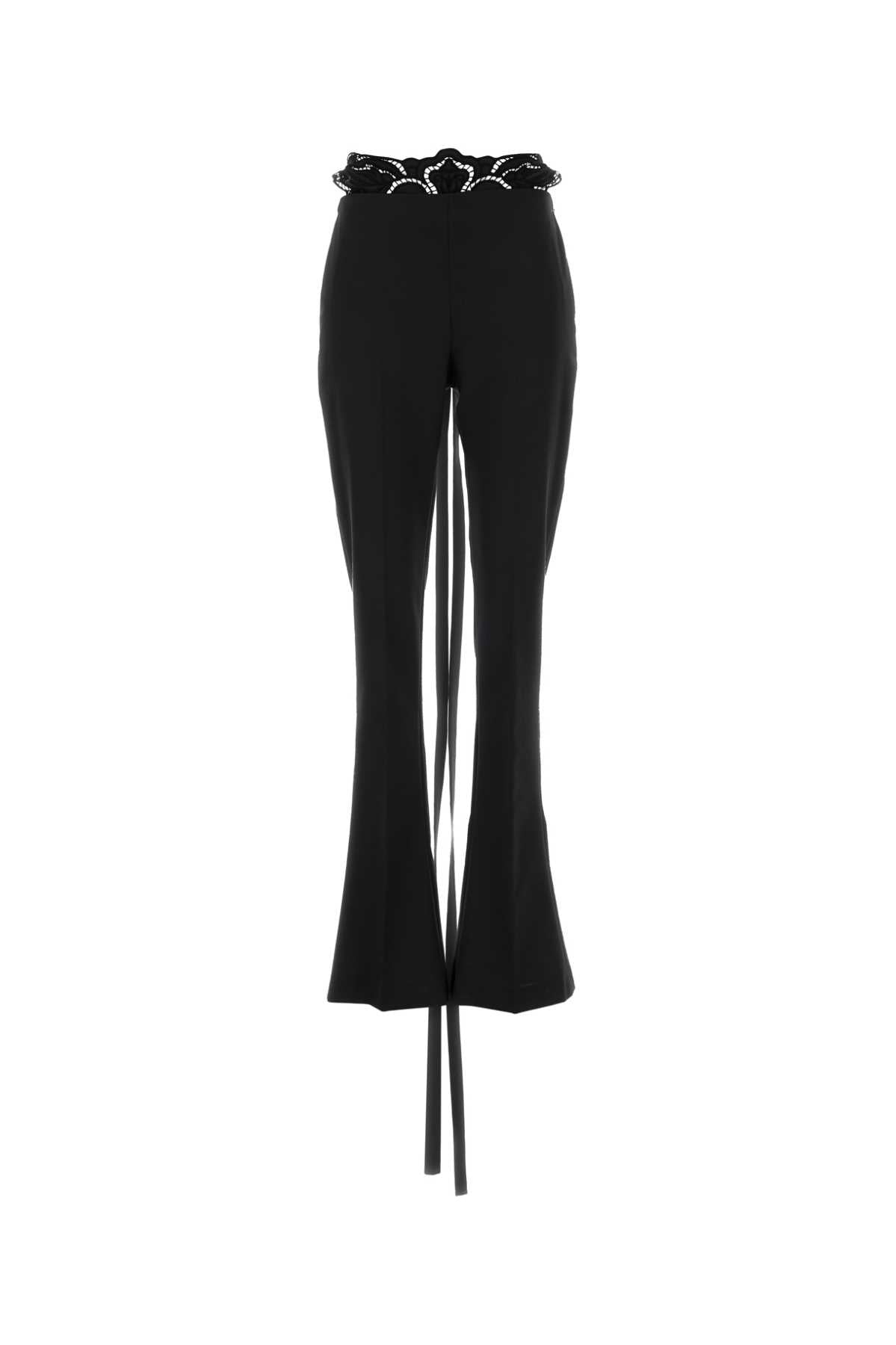 Blumarine Lace-Trim Flare Trousers — Black