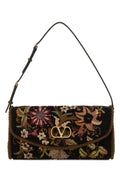 Valentino Garavani Embroidered Floral Shoulder Bag — Black