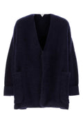 Bottega Veneta Stretch Wool Blend Cardigan — Navy