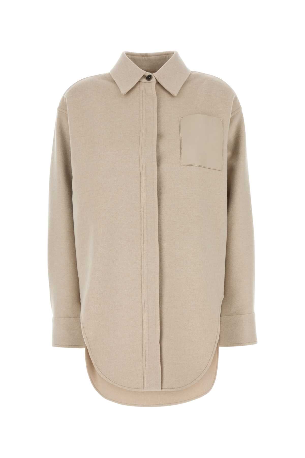 Loewe Wool-Cashmere Flannel Overshirt — Beige
