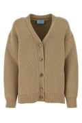Prada Virgin Wool and Cashmere Blend Cardigan — Beige
