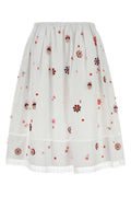 Prada Embroidered Poplin Skirt — White