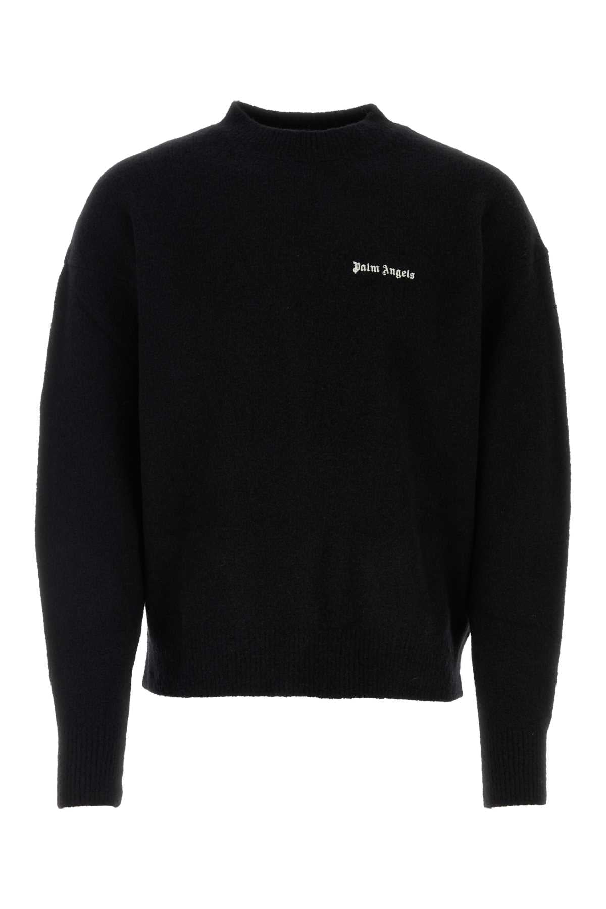 Palm Angels Logo-Embroidered Merino Wool Blend Sweater — Black