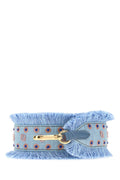 Fendi Denim Bandana Strap Shoulder Bag — Light Blue