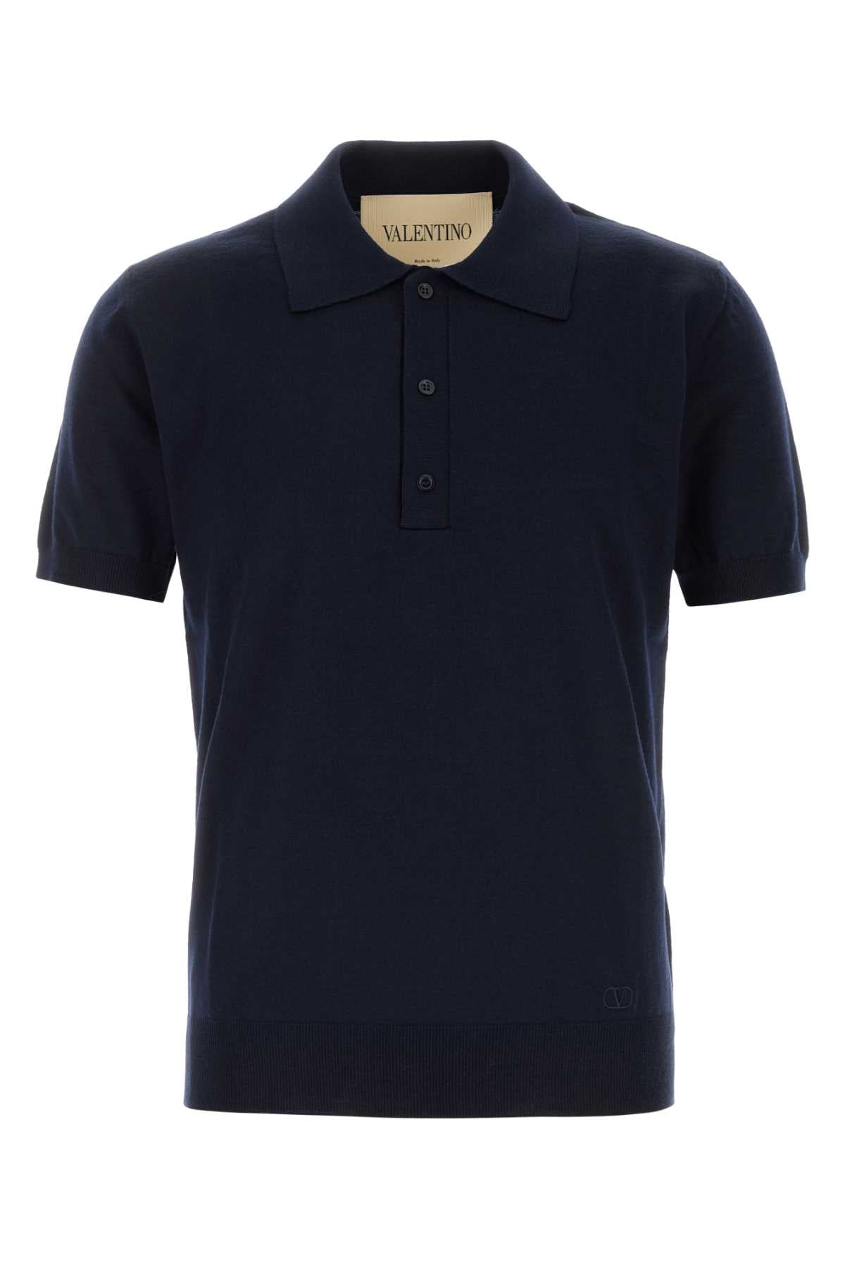 Valentino Garavani Virgin Wool Knit Polo — Navy