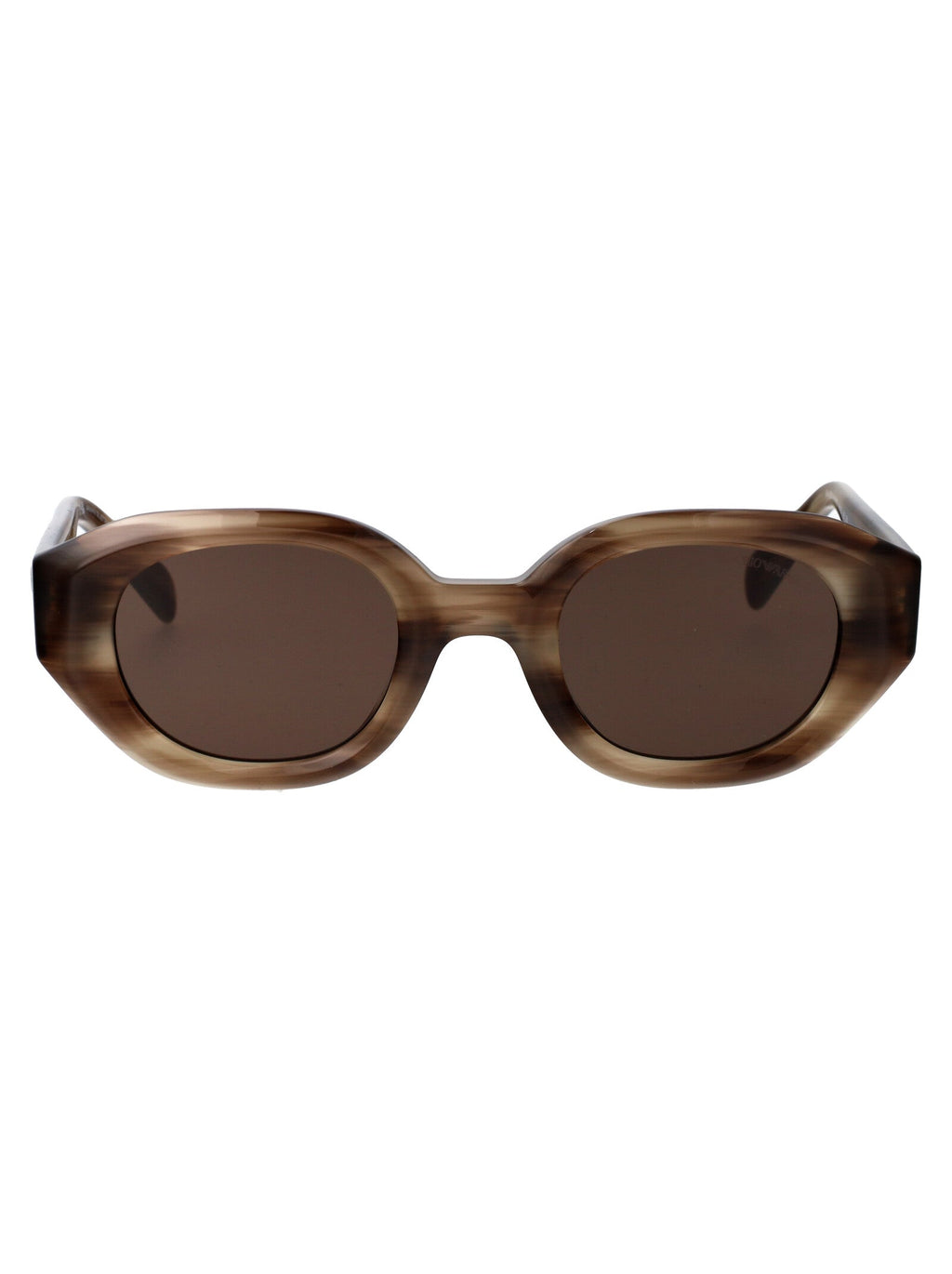 0ea4230u 614973 Shiny Striped Brown Acetate Sunglasses