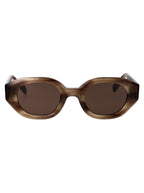 0ea4230u 614973 Shiny Striped Brown Acetate Sunglasses