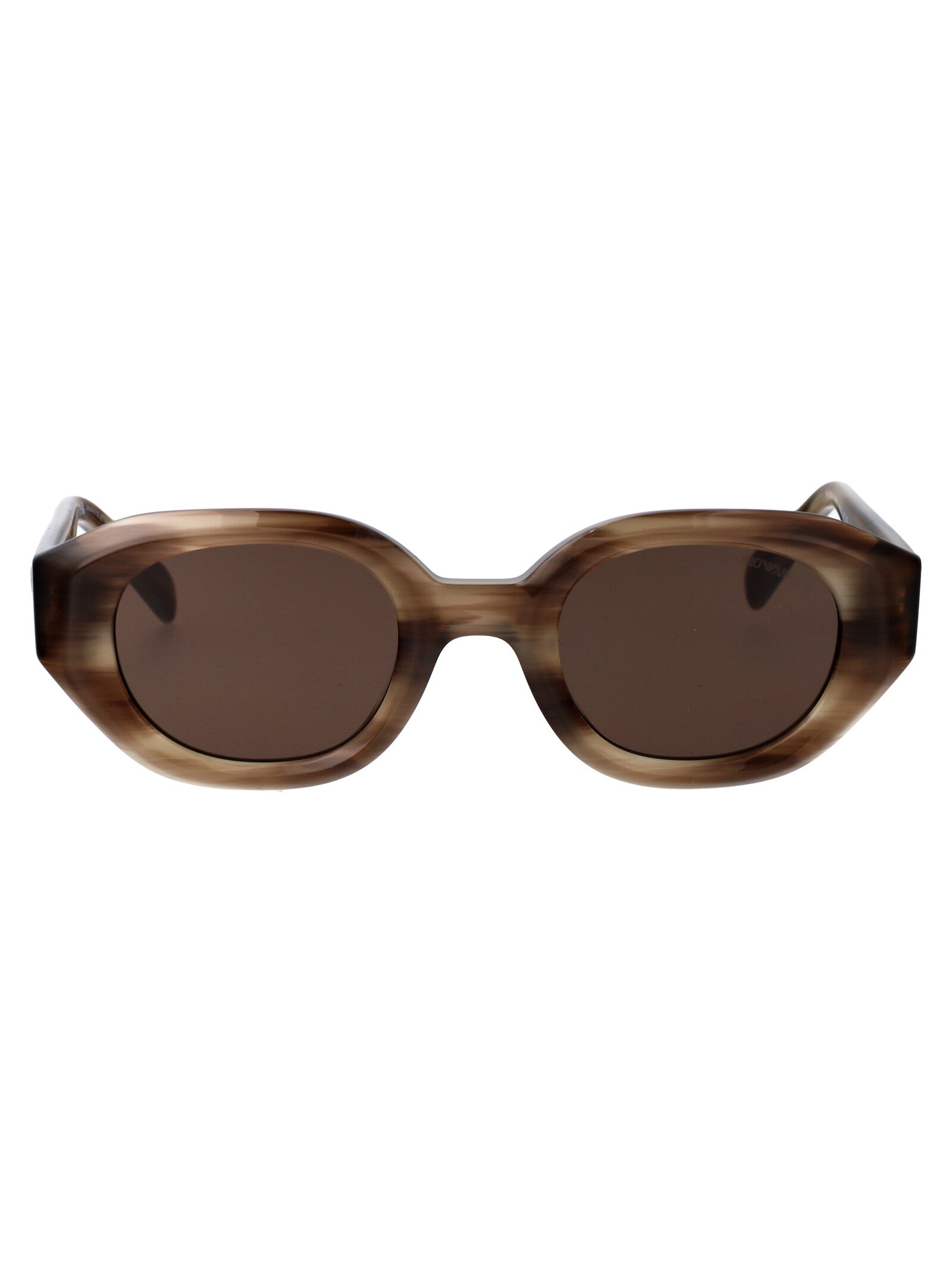 0ea4230u 614973 Shiny Striped Brown Acetate Sunglasses